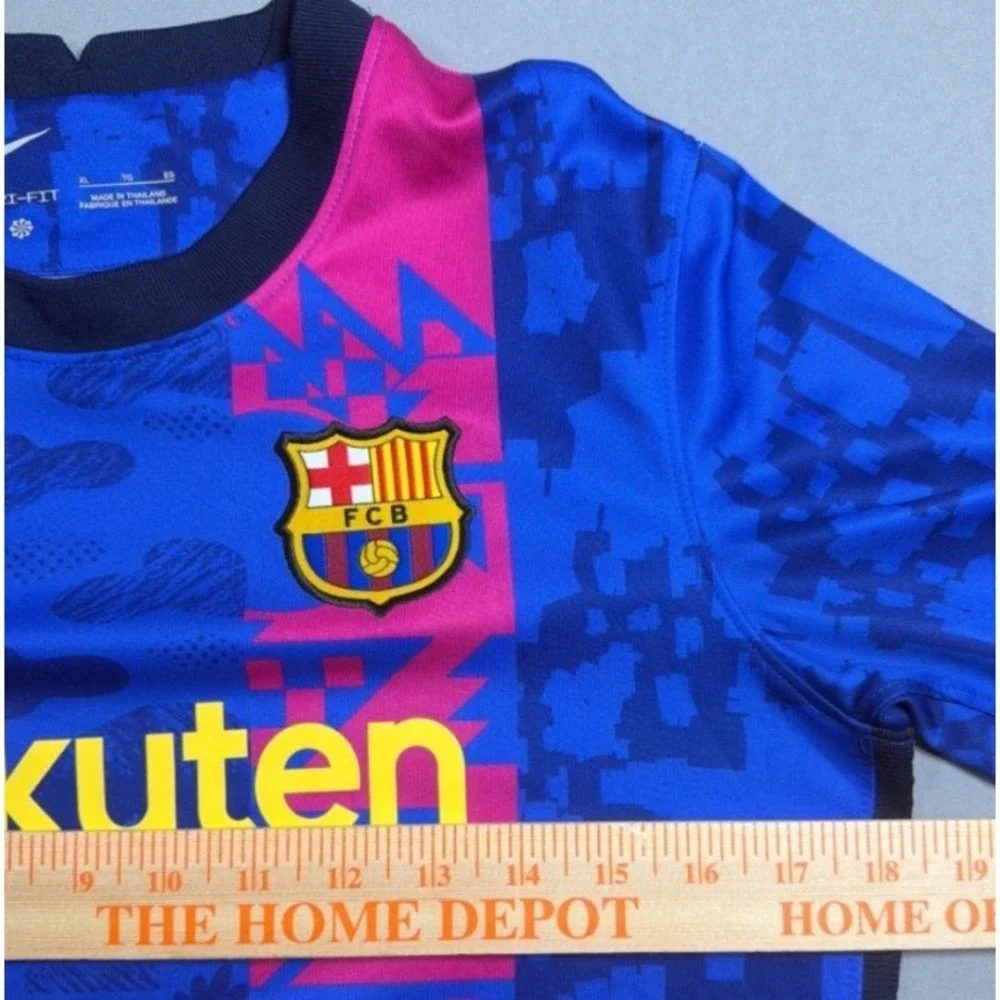 Nike FC Barcelona 2021-22 Champions League Home Jersey Youth XL Blue Pink DB6241